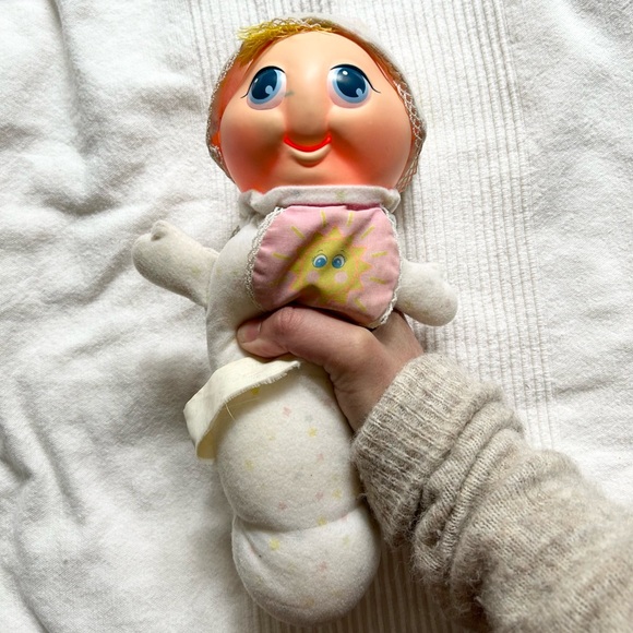 Vintage 80s White Glow Worm Plush Doll Two Faces Working Condition - Picture 7 of 11